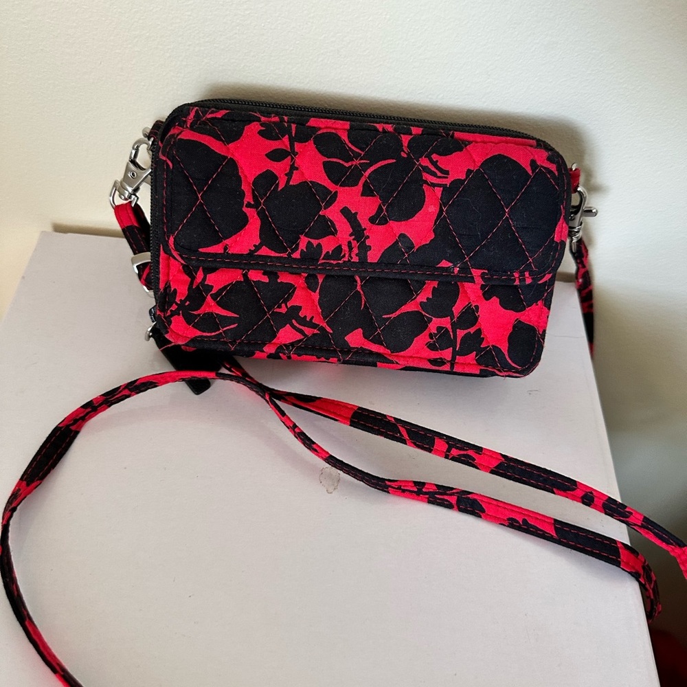 Vera Bradley Floral Red and Black Women's Crossbody Bag.